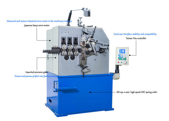 XD-250 2-एक्सिस स्प्रिंग कोइलिंग मशीन का उत्पादन 2.0 मिमी से 5.0 मिमी संपीड़न स्प्रिंग्स